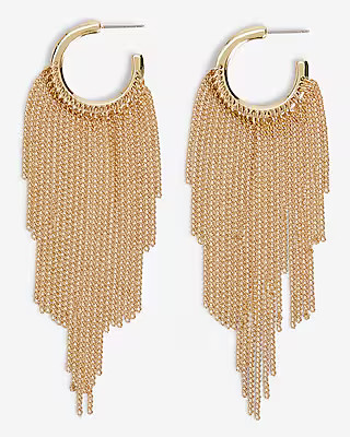 Post Back Fringe Hoop Earrings | Express