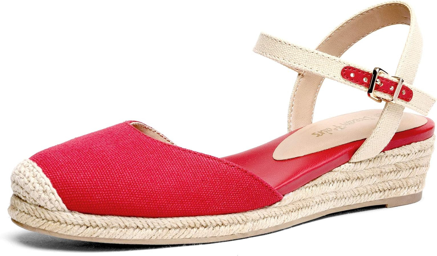 DREAM PAIRS Women's Closed Toe Elastic Ankle Strap Espadrilles Wedge Sandals | Amazon (US)