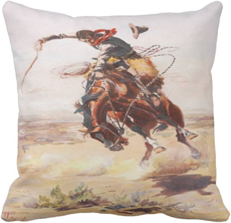 Emvency Throw Pillow Cover Vintage Wild West Cowboy Bucking Horse Western Decorative Pillow Case ... | Amazon (US)