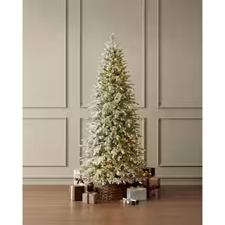 Home Decorators Collection 7.5 ft. Grand Duchess Twinkling Balsam Fir Slim Flocked LED Pre-Lit Ar... | The Home Depot
