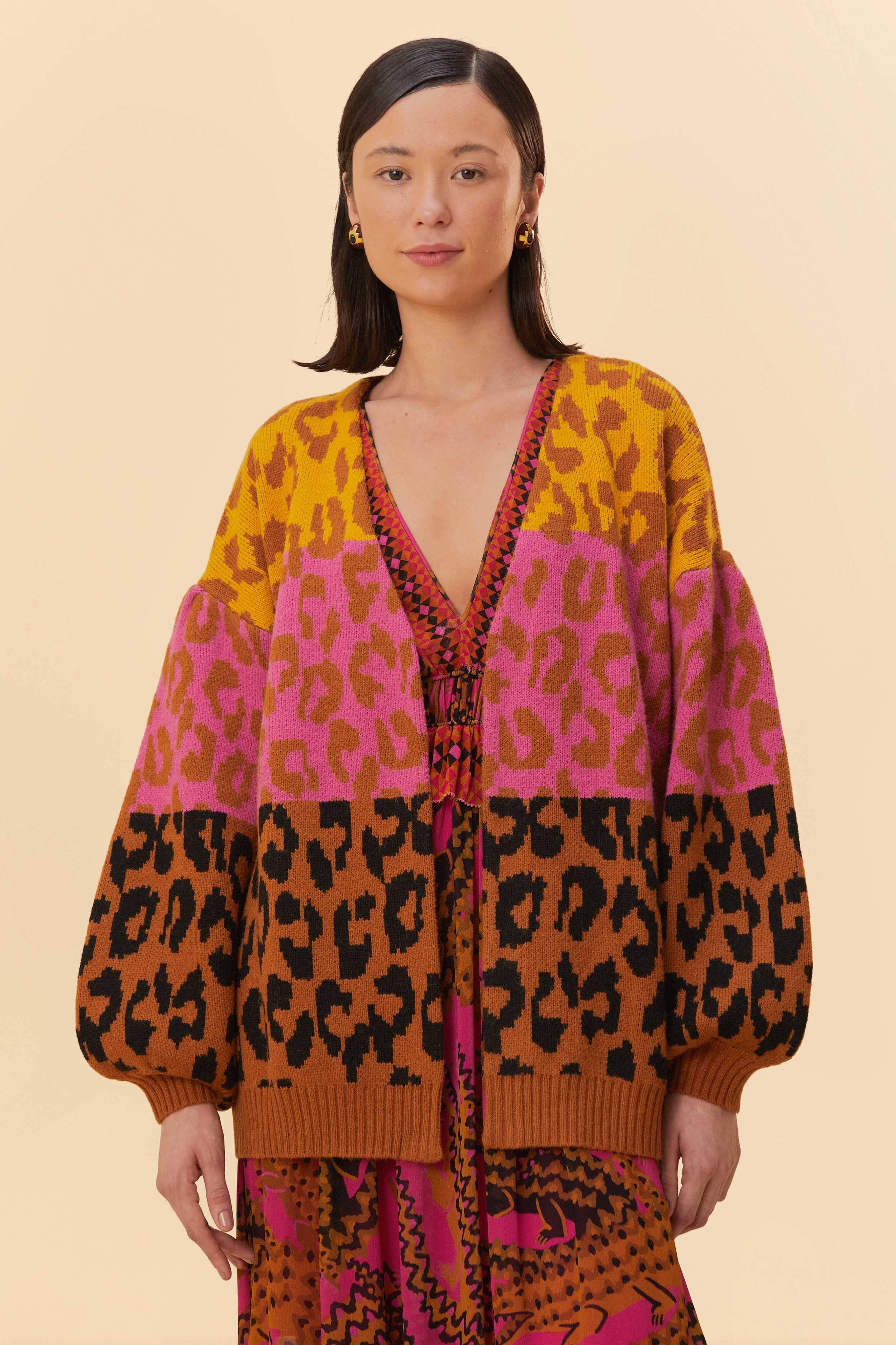 mixed leopards knit cardigan | FarmRio