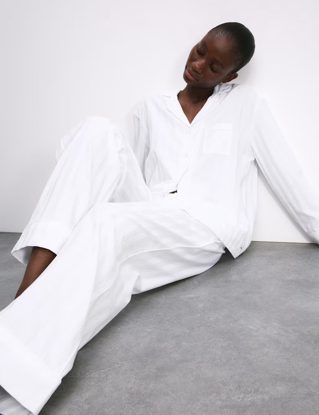 Pure Cotton Sateen Striped Pyjama Set | Marks & Spencer (UK)