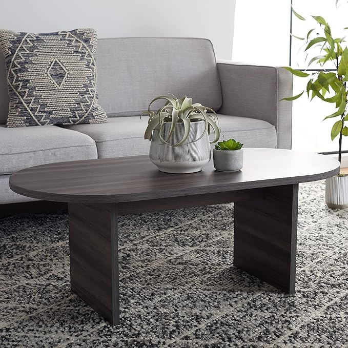 SAFAVIEH Home Collection Gareth Modern Distressed Black Oval Top Coffee Table, Medium | Amazon (US)
