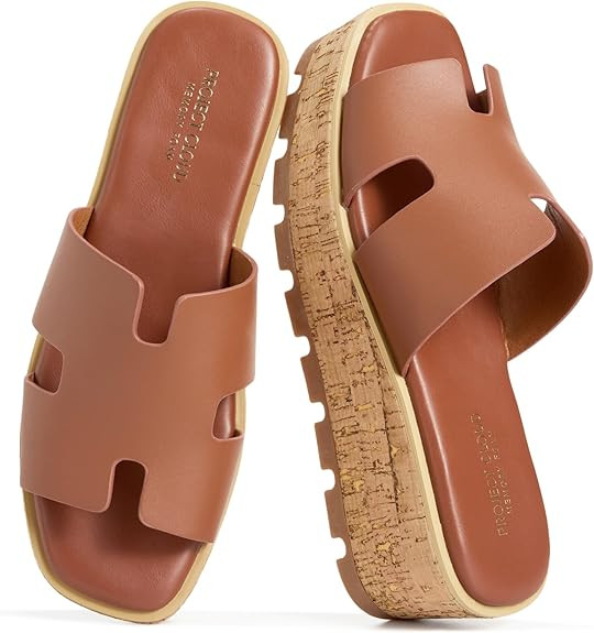 Project Cloud 100% Genuine Leather Wedge Platform Sandals Women Footwear - Memory Foam Insole and... | Amazon (US)