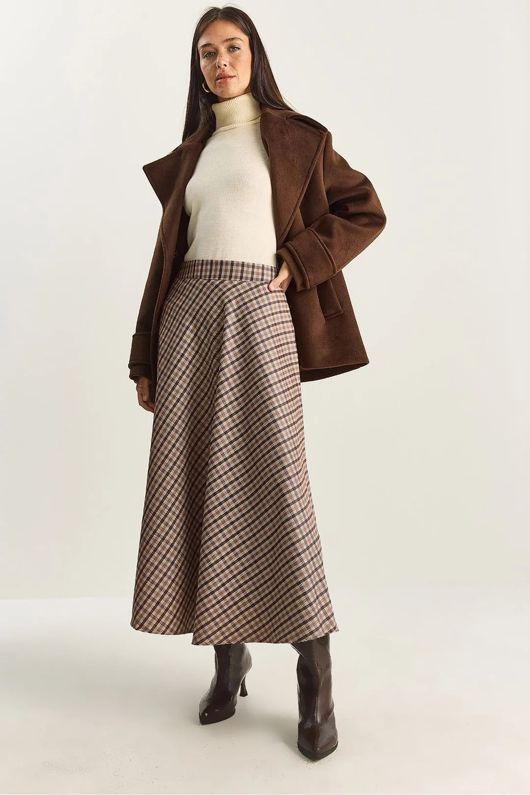 Plaid Patterned High Waist Maxi Skirt | Boohoo.com (UK & IE)