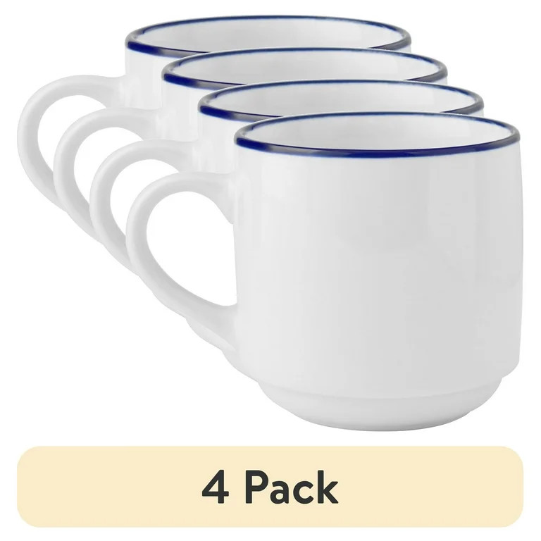 (4 pack) Mainstays Blue Rim Stoneware Mug | Walmart (US)