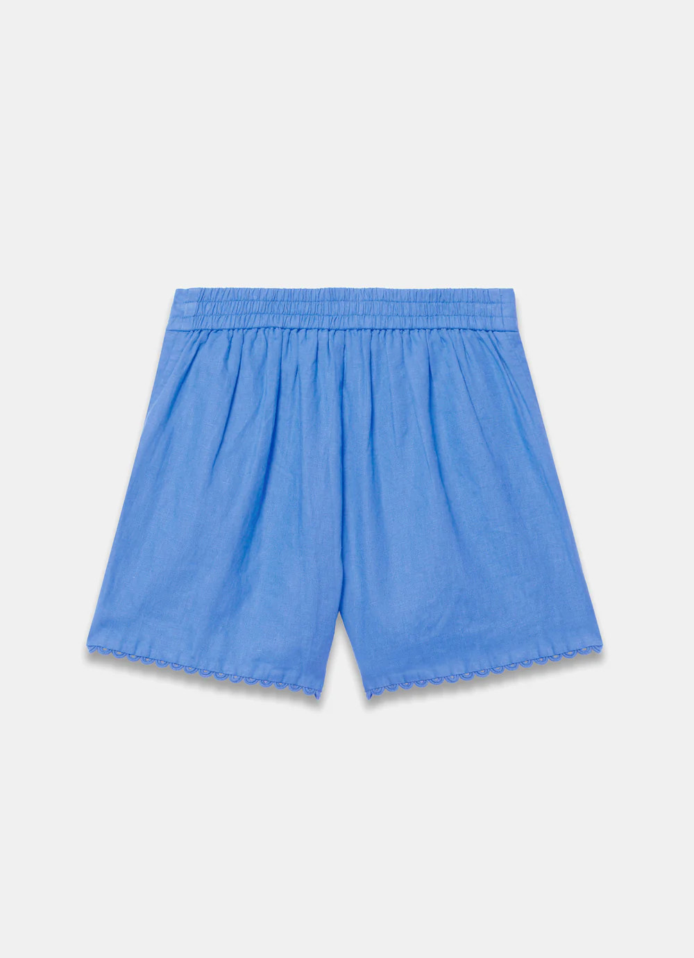Blue Linen Scallop Hem Shorts | Mint Velvet