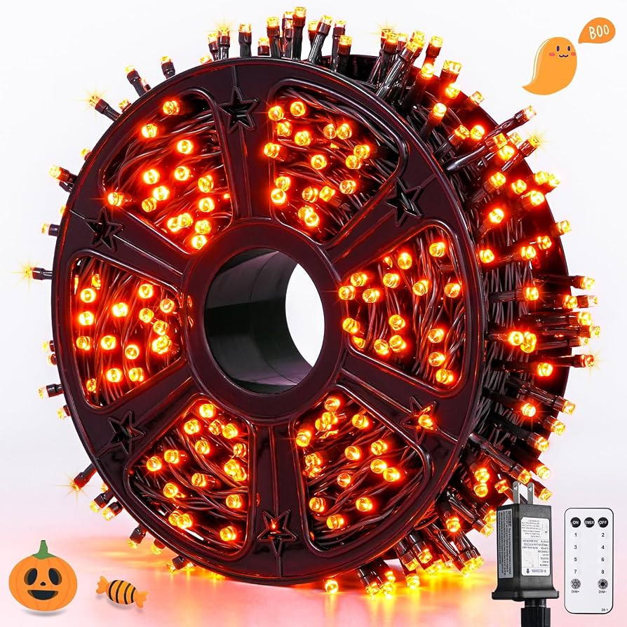 JMEXSUSS 500 LED Halloween Lights Outdoor, Orange String Lights Plug in | Amazon (US)