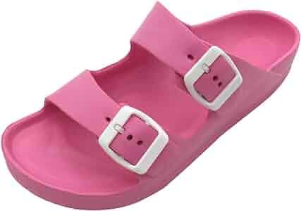 FUNKYMONKEY Women's Comfort Slides Double Buckle Adjustable EVA Flat Sandals | Amazon (US)