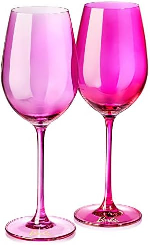 Barbie Wine Glasses, Barbie x Dragon Glassware Collection, Magenta and Pink Crystal Glass for Red an | Amazon (US)