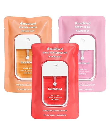 Touchland Power Mist Hydrating Hand Sanitizer Spray, JUICY 3-Pack (Watermelon, Peach, Berry), 500... | Amazon (US)