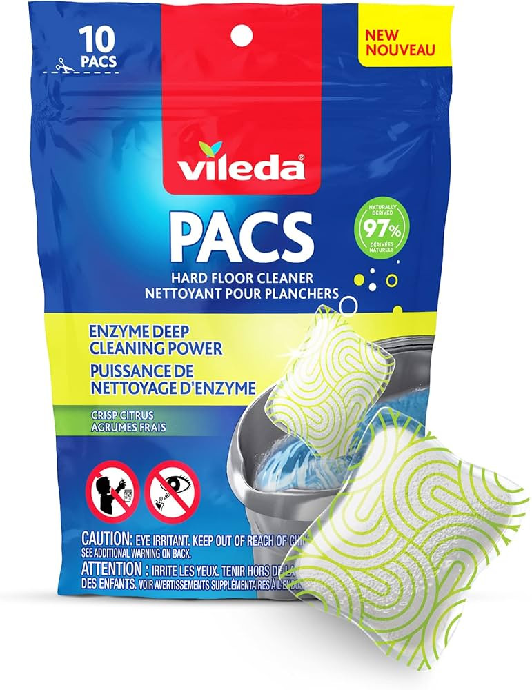 Vileda PACS Hard Floor Cleaner, Crisp Citrus Scent 10ct (1-Pack) | Made with Naturally-Derived In... | Amazon (CA)