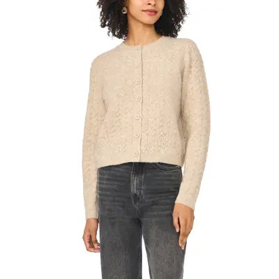 Vince Camuto Cable Knit Cardigan in Chocolate at Nordstrom, Size Small | Nordstrom