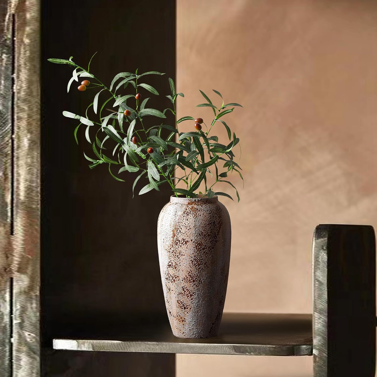 Kokrose Pottery Terracotta Vase, 13.3 Inch Vintage Terracotta Farmhouse Clay Tall Pottery Vase fo... | Amazon (US)