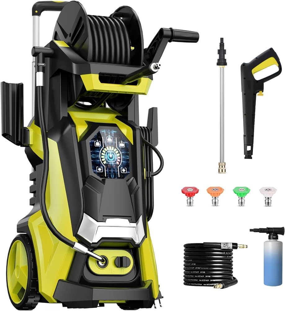 Electric Pressure Washer 4500 PSI 3.2 GPM Touch Screen Adjustable Pressure,4 Nozzles and 500ml Fo... | Amazon (US)