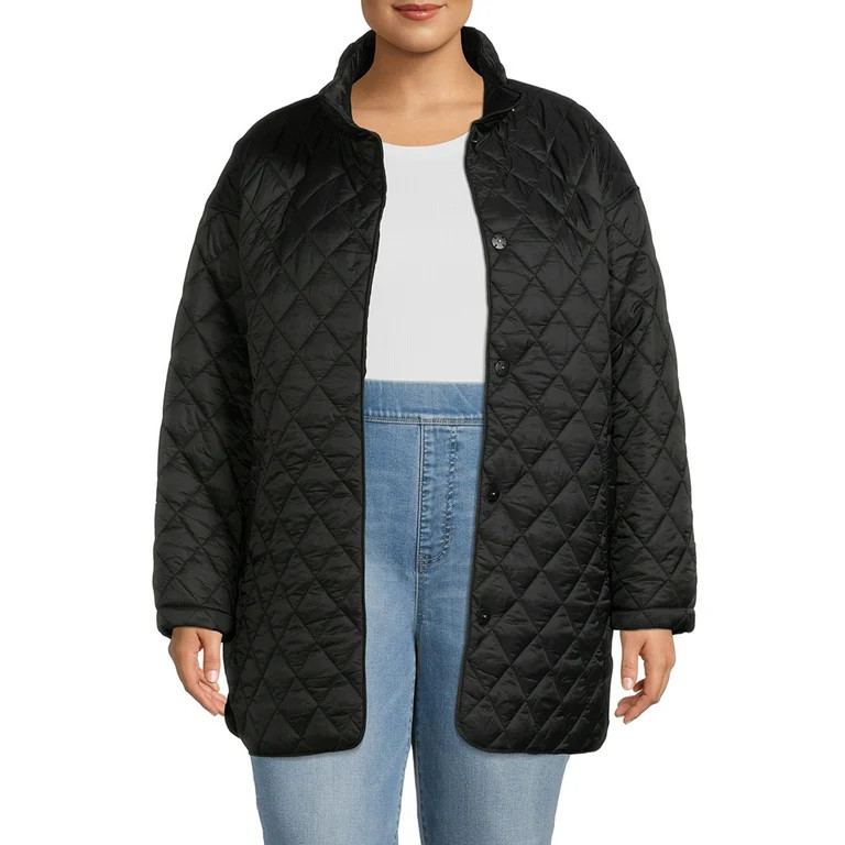Time and Tru Women's and Plus Quilted Barn Coat | Walmart (US)
