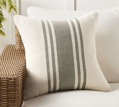 Modern Farmhouse Striped Indoor/Outdoor Pillow | Pottery Barn (US)