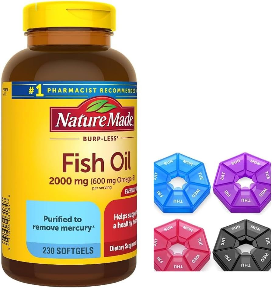 Nature Made Burp Less Fish Oil 2000 mg Per Serving Softgels, Omega 3 Fish Oil Supplements, 230 Co... | Amazon (US)