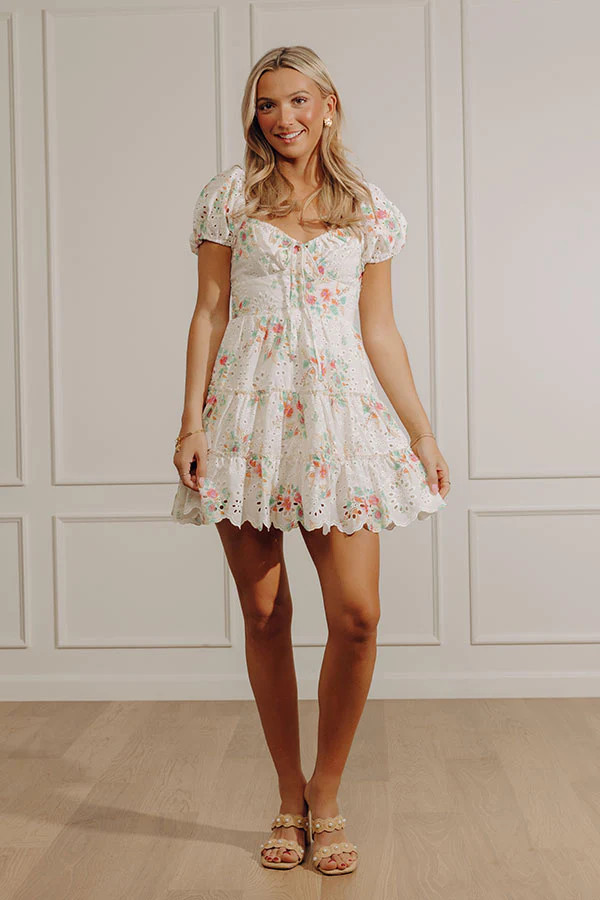 Garden Crush Floral Eyelet Mini Dress | Impressions Online Boutique