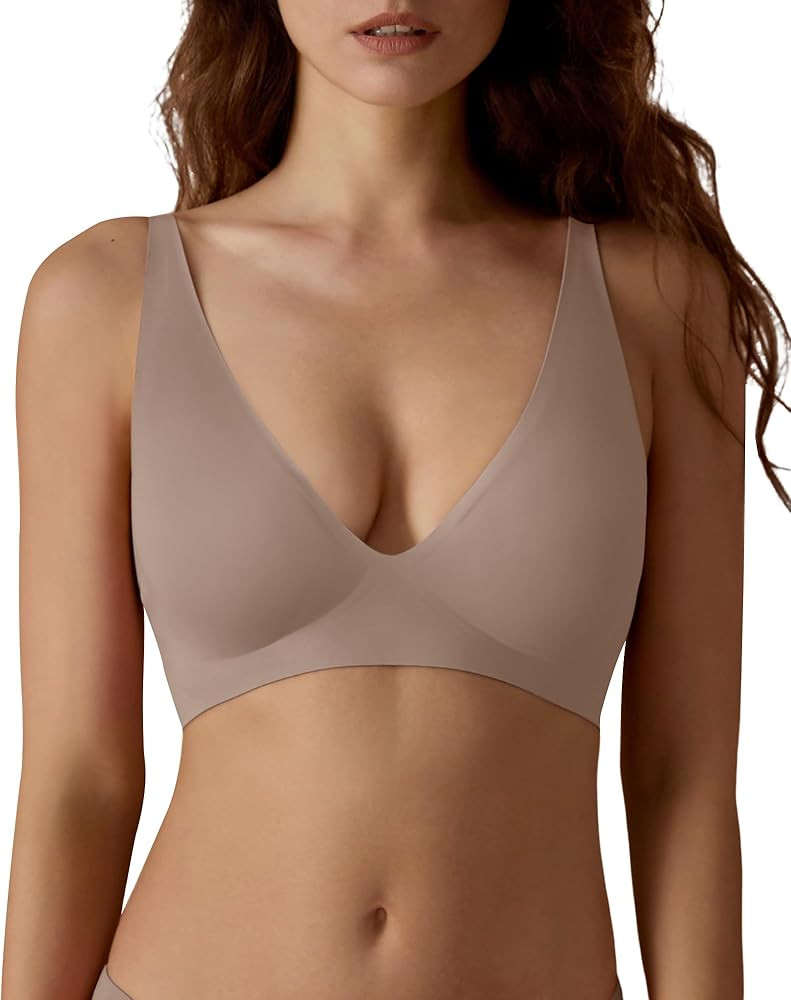 SHARICCA Pro Seamless Bra for Women Deep V Neck Wirefree Bra Adjustable Strap Comfort Sleep Bra R... | Amazon (US)