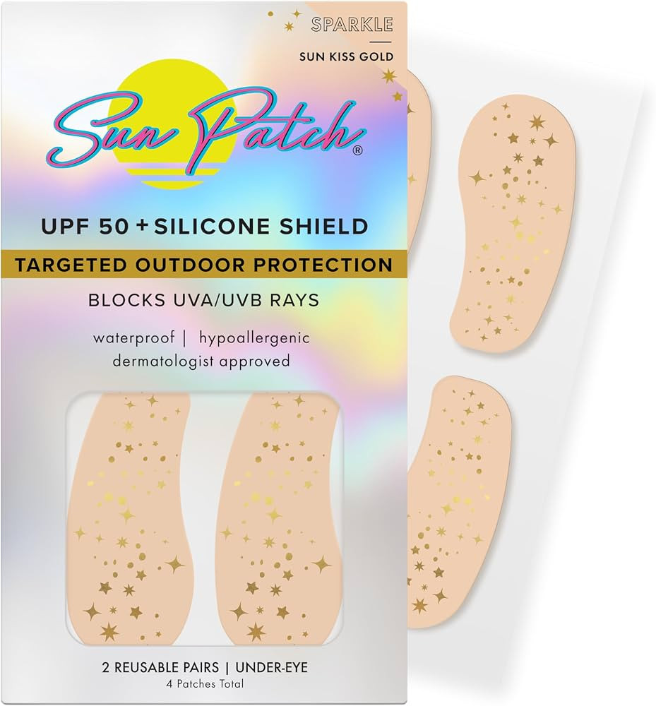 Sun Patch Under-Eye UV Protection Patches – Sparkle Sun Kiss Gold – Reusable UPF 50+ Silicone... | Amazon (US)