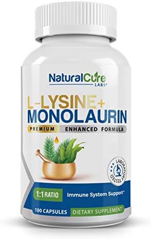 Natural Cure Labs L-Lysine + Monolaurin 600mg 1:1 Ratio, 100 Capsules | Amazon (US)