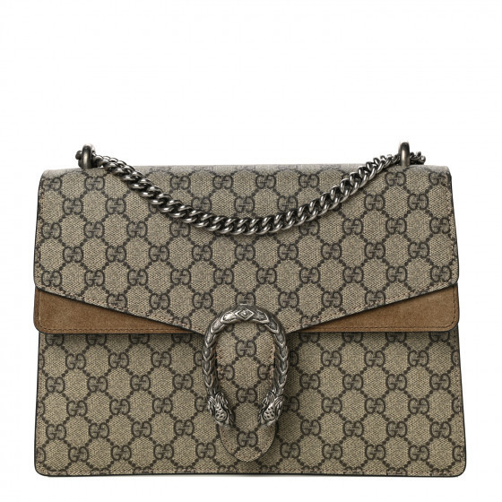 GUCCI GG Supreme Monogram Medium Dionysus Shoulder Bag Taupe | Fashionphile