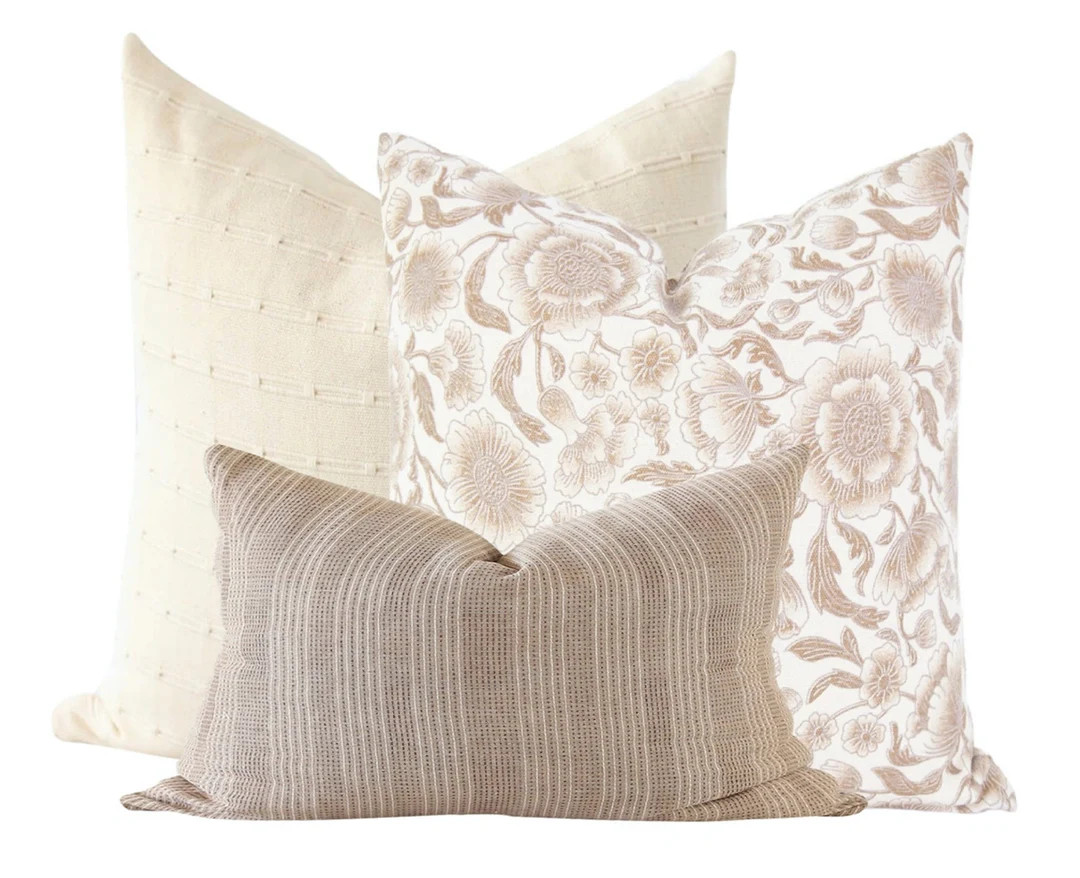 Fall Pillow Cover Set Neutral Pillow Combination Farmhouse - Etsy | Etsy (US)