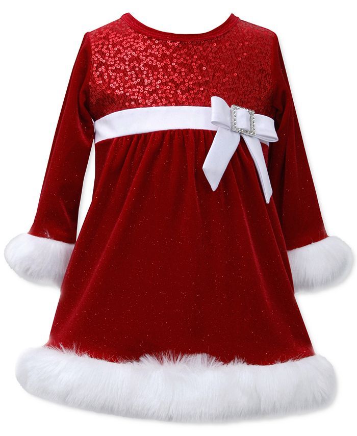 Bonnie Baby Baby Girls Sequinned Santa Dress  & Reviews - Dresses - Kids - Macy's | Macys (US)