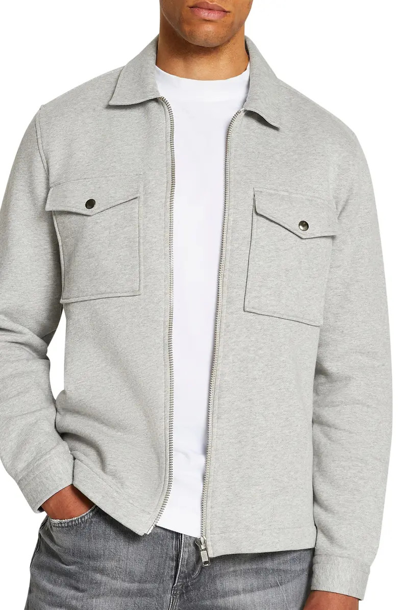 Heathered Knit Cotton Shirt JacketRIVER ISLAND | Nordstrom