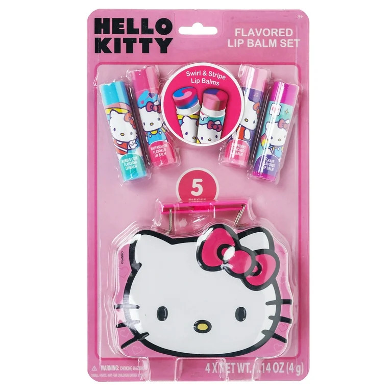Hello Kitty Swirl Lip Balm with Character-Shaped Storage Tin, 5 Pieces | Walmart (US)