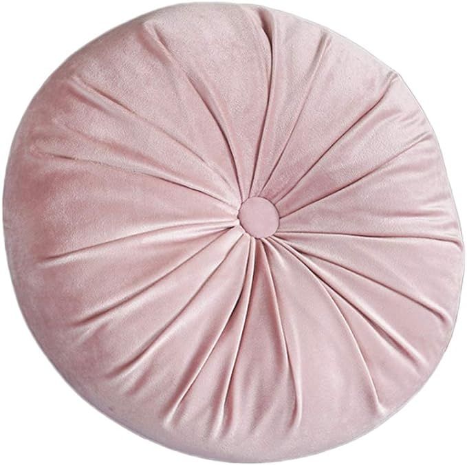 TRRAPLE Round Throw Pillows, Pumpkin Velvet Cushion Pleated Round Pillow Home Decorative for Sofa... | Amazon (US)