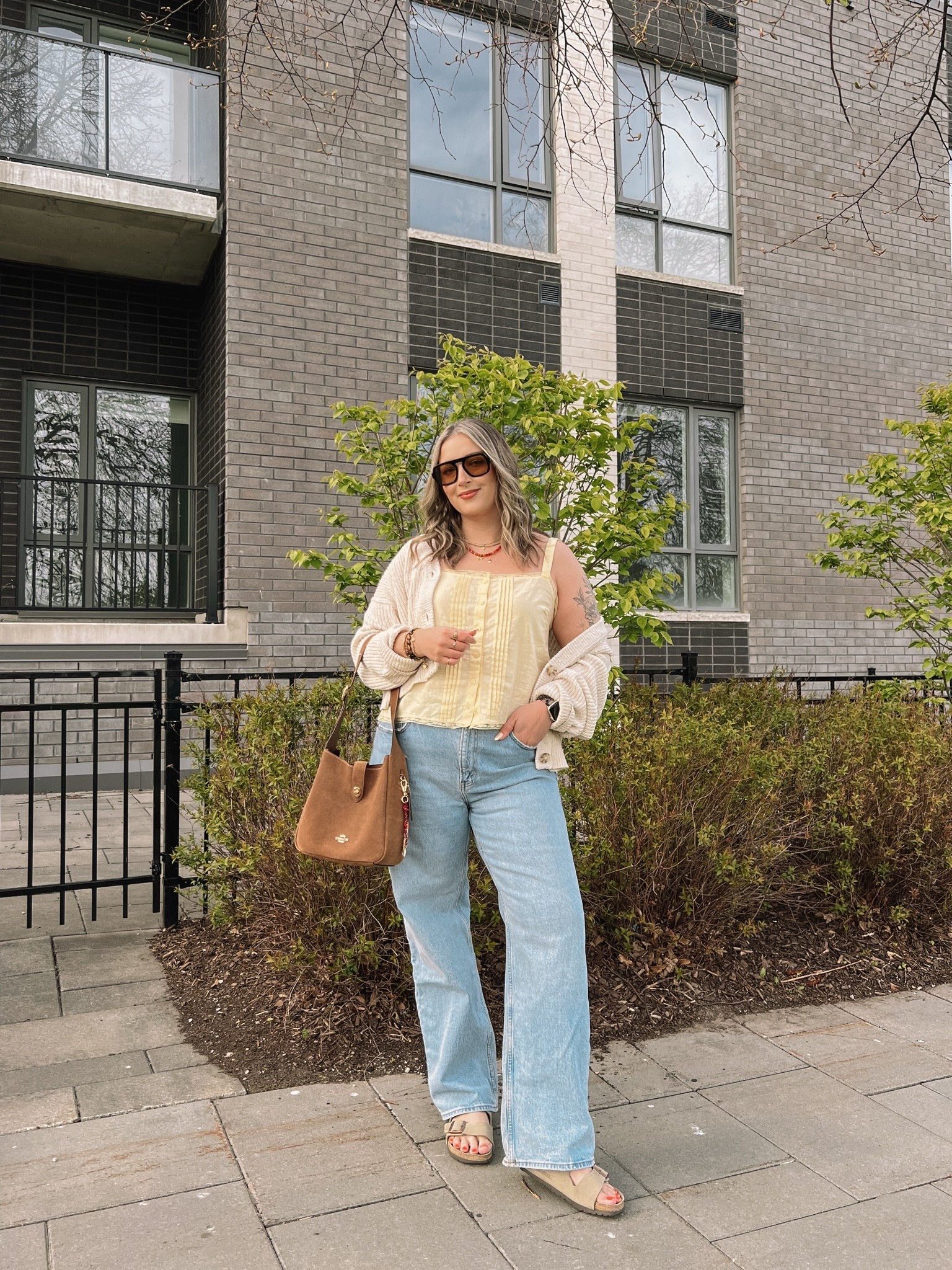 Casual spring outfit! Wearing my usual L in the butter yellow tank top (Canadian link under “similar products”). Wearing 32 in my Abercrombie jeans for a looser fit. Code AFSUMMER for extra 15% off!Cardigan is old but I linked an almost identical one! Birkenstock sandals fit TTS

#LTKsale #LTKmidsize #LTKjeans