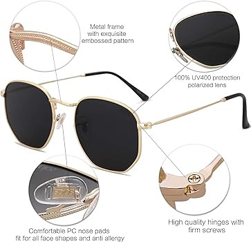 SOJOS Small Square Polarized Sunglasses for Men and Women Polygon Mirrored Lens SJ1072 | Amazon (US)