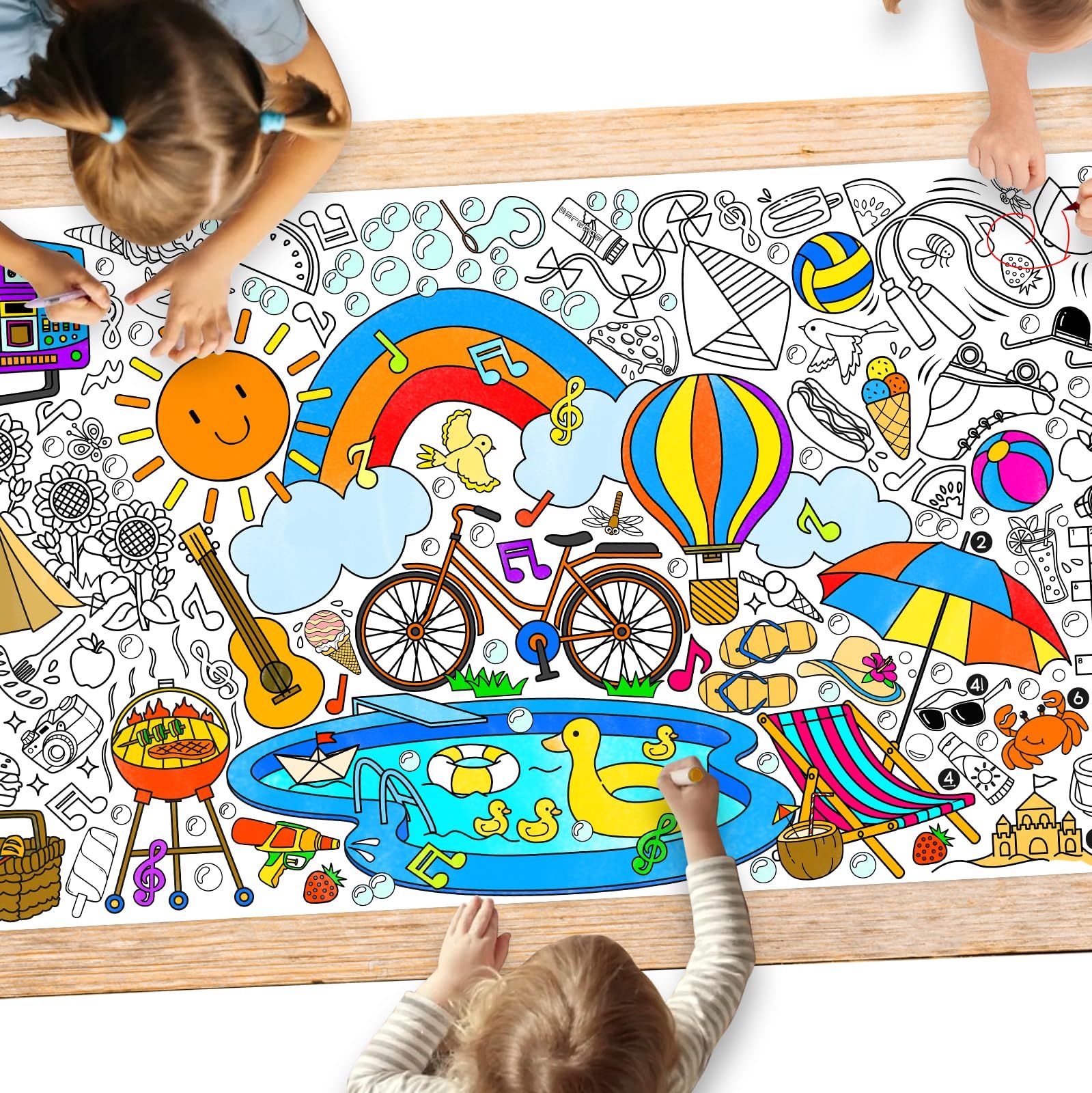 Giant Coloring Poster for Classroom - 31.5x72" Versatile Summer Activity Poster/Table Cover for School Parties, Birthday & Special Events Decoration | Amazon (US)