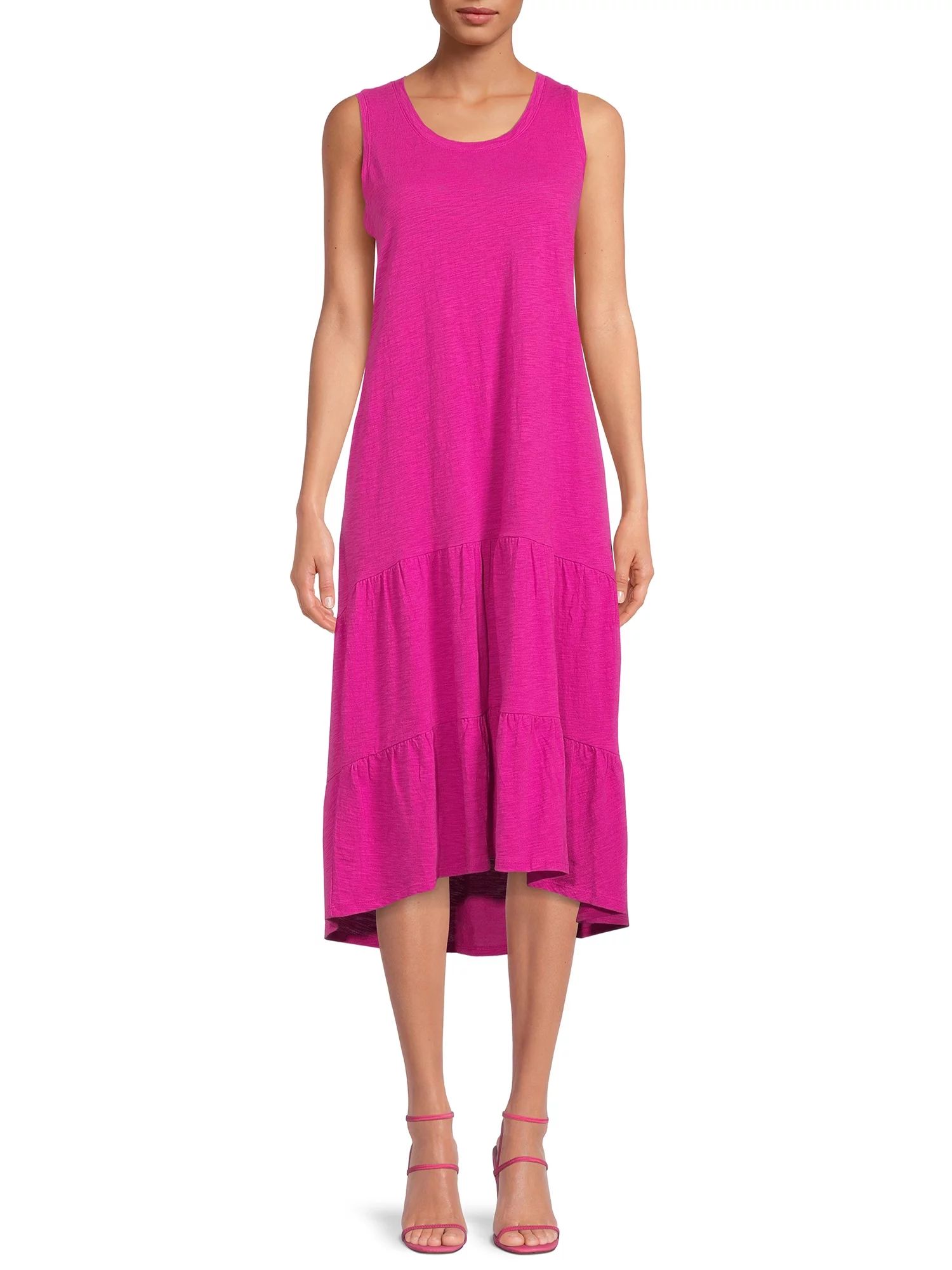 Time and Tru Women's Sleeveless Tiered Knit Dress | Walmart (US)