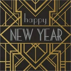Creative Converting 346109 Happy New Year Lunch Paper Napkins, Black/Gold, 6.5", 16 Ct. | Walmart (US)