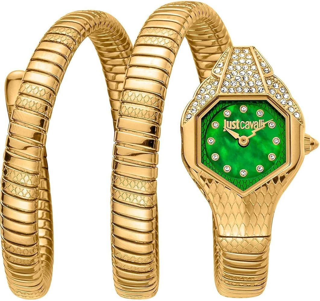Just Cavalli Signature Snake Serpente Glam Evo 7 Doppio Women's Fashion Quartz Wrist Watch with S... | Amazon (US)
