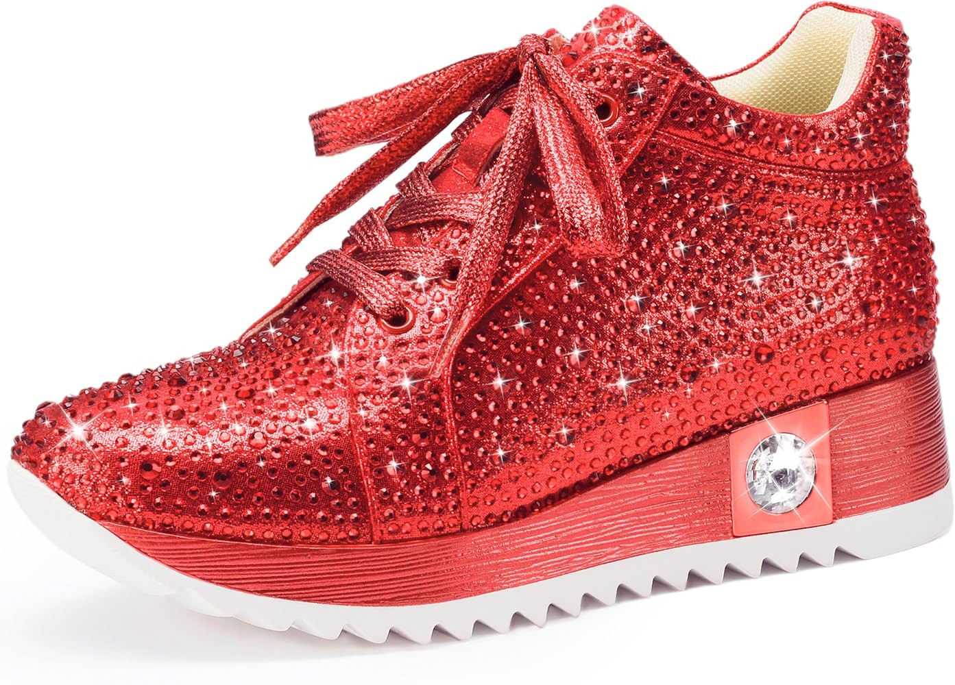 Women's Glitter Sneakers, Sparkly Rhinestone High Top Platform Wedge Sneakers, Sequin Trendy Shoe... | Amazon (US)