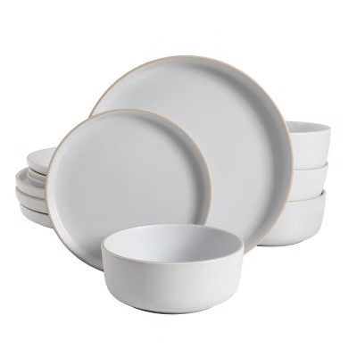 Gibson Home Everyday Essential 12-Piece Stoneware Dinnerware Set White | Target