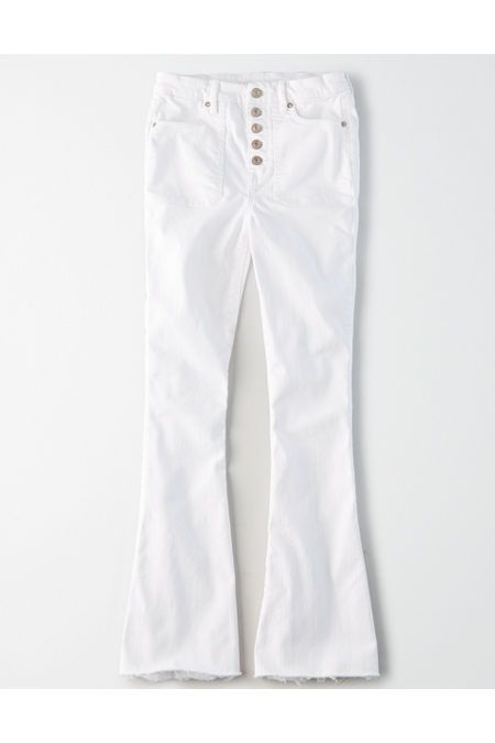 AE Curvy Super High-Waisted Flare Jean Women's White 12 X-Long | American Eagle Outfitters (US & CA)