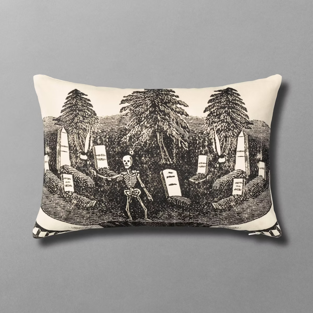 18"x12" Rest In Peace Skeleton Graveyard Rectangle Throw Pillow - John Derian For Target | Target