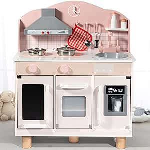 BlueWood Wooden Kids Kitchen Playset for Toddlers Ages 3-8, with Induction Hob, Oven, Ice Maker, ... | Amazon (US)