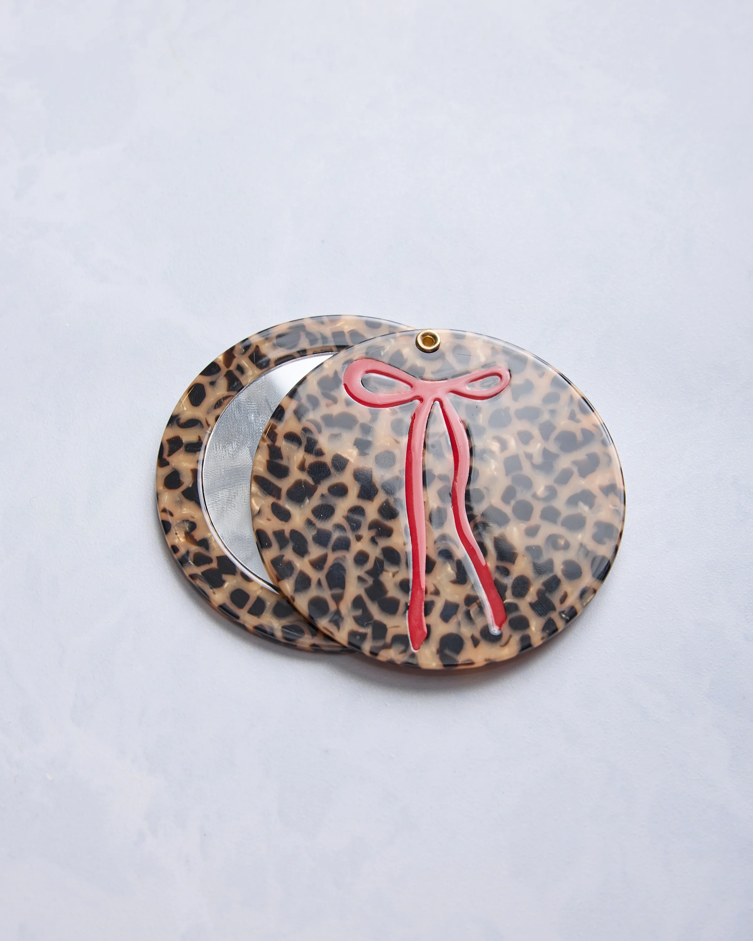 Leopard Combo - Hand Painted Leopard Bow Compact Mirror - Printfresh | Printfresh