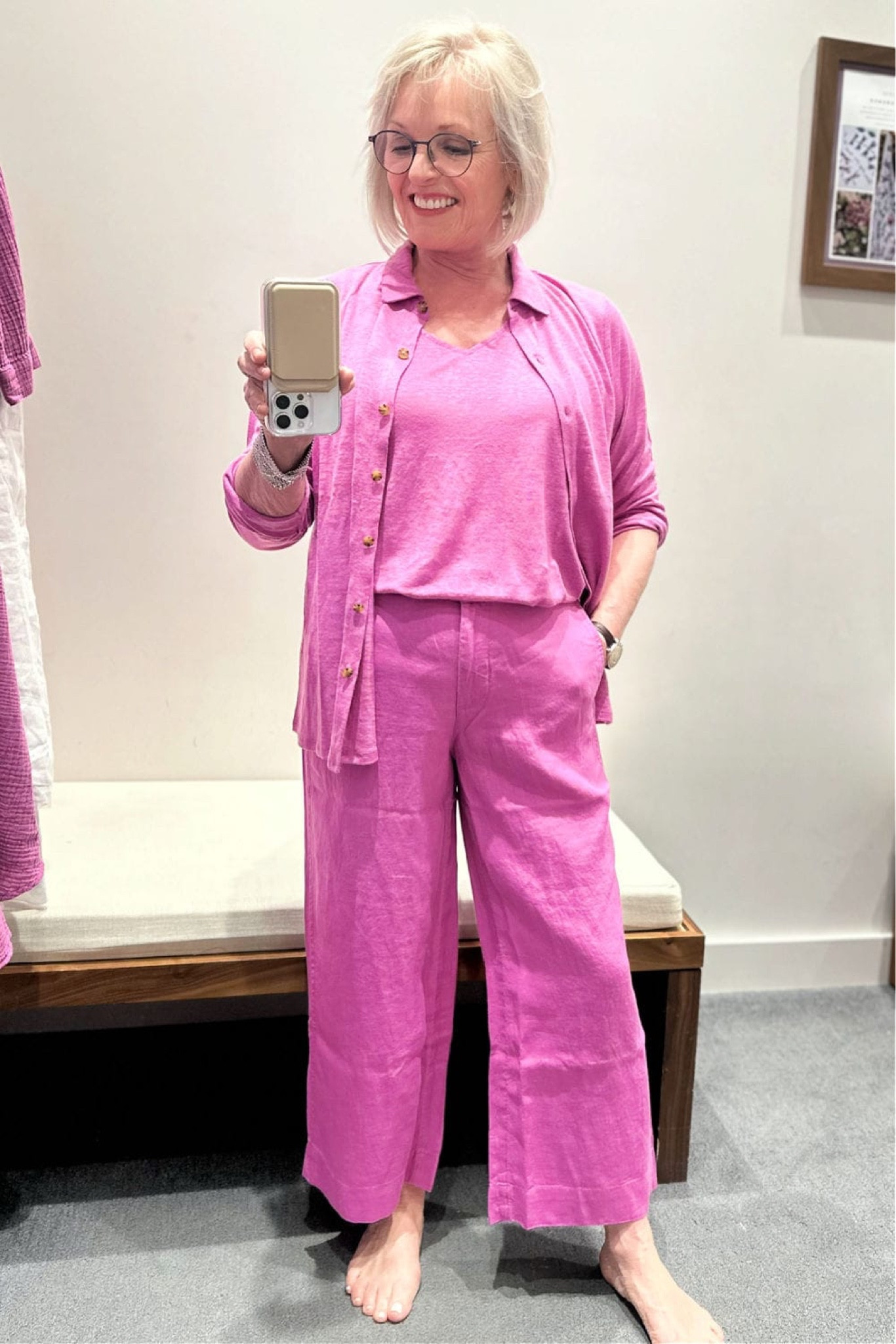 J.Jill linen shirt, tank and wide-leg crops, all TTS. The top comes in 3 colors and regular, petite and tall sizes. Pants come in 4 colors and regular, petite and tall sizes. Tank comes in a stripe pattern and regular and petite sizes.

#LTKSeasonal #LTKStyleTip #LTKWorkwear