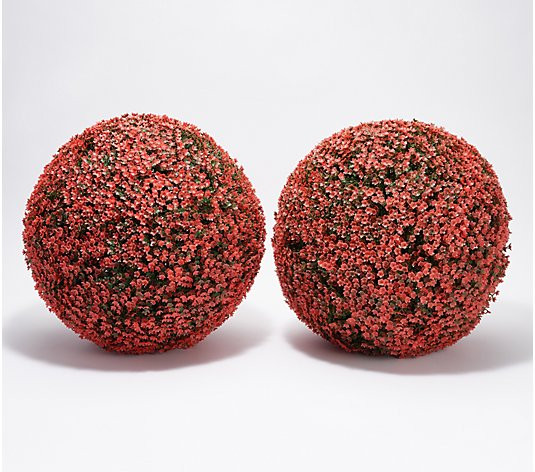 Wicker Park Set of (2) 15" Faux Flower Indoor/Outdoor Garden Spheres | QVC