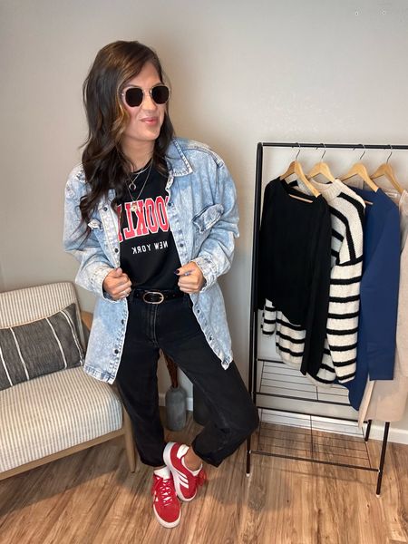 Casual outfit - tall friendly - women’s

❤️Sweatshirt - sized up one to a women’s XL
❤️Ankle jeans - true size 31 long
❤️Denim jacket - men’s XL
❤️Sneakers - true size 11 

#LTKstyletip #LTKfindsunder50 #LTKfindsunder100