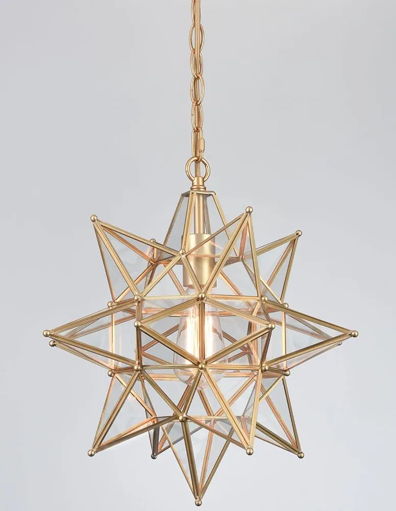 DIRYZON Modern Moravian Star Pendant Light for Kitchen Island Boho Gold Hanging Ceiling Light wit... | Amazon (US)