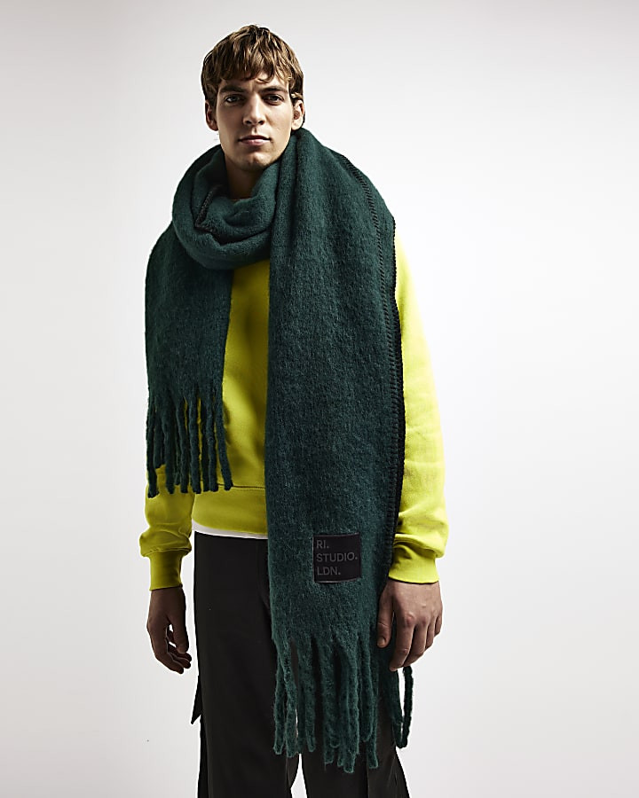 Dark Green RI Studio Oversized Scarf | River Island (UK & IE)