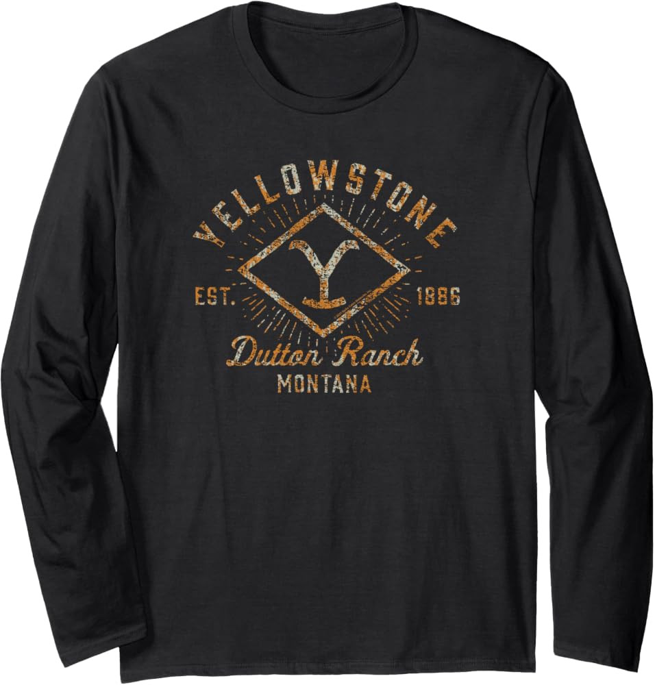 Yellowstone Sunburst Logo Dutton Ranch Long Sleeve T-Shirt | Amazon (US)
